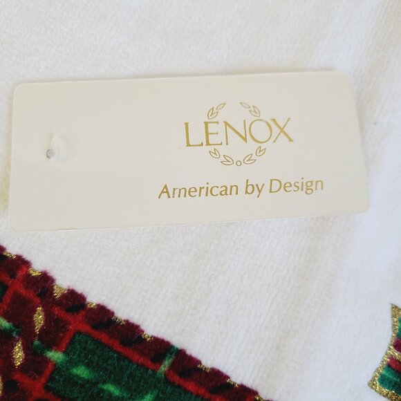 Lenox Holiday Nouveau Bath Towel & Hand Towel Christmas Holly Berry Plaid NWT - Picture 9 of 10
